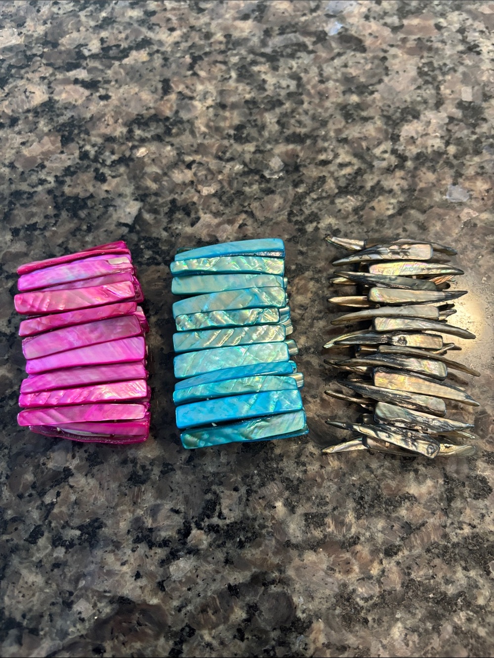 Colorful Shell Stretch Bracelet Set - Pink, Blue, Natural